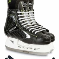 Botas - Largo 571 PRO - Men's Ice Hockey Skates | Made in Europe (Czech Republic) | Color: Black, Size Adult 7 Bundle with Skate Guards
