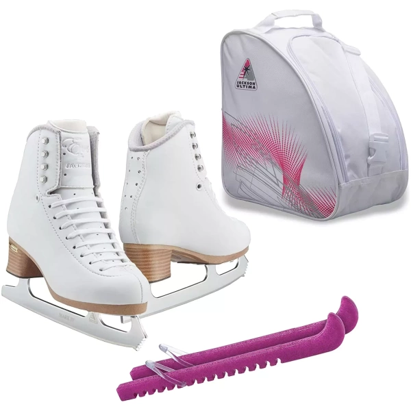 SKATE GURU Jackson Ultima Eiskunstlauf-Schlittschuhe EVO FS2020 / Bundle mit Tasche und Guardog Skate Guards Bündel