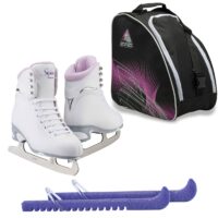 Jackson Ultima Finesse JS180 Figure Ice Skates for Women Bundle with Guardog Skate Guards, Jackson Skate Bag JL350 / Skates Color: Purple/Width: Medium/Size: Adult 4