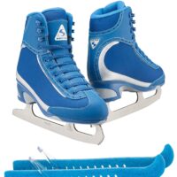 Jackson Ultima Softec Vista ST3200 Figure Ice Skates for Women/Color: Navy + Skate Guards, Size: Adult 4 Bundle with Guardog Skate Guards