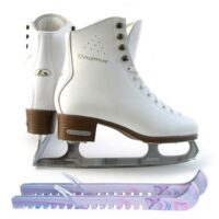 SKATE GURU Botas Model: Dagmar Figure Ice Skates/Size: Girls' 13 Bundle with Skate Guards