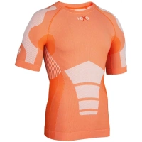 I-EXE Made in Italy – Multizone Kurzarm-Kompressionsshirt für Damen – Orangefarbene Kompressionshemden und T-Shirts