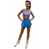 Vestido de patinaje artístico estilo A27 tela italiana azul, vestidos de patinaje artístico hechos a mano vestido de patinaje artístico