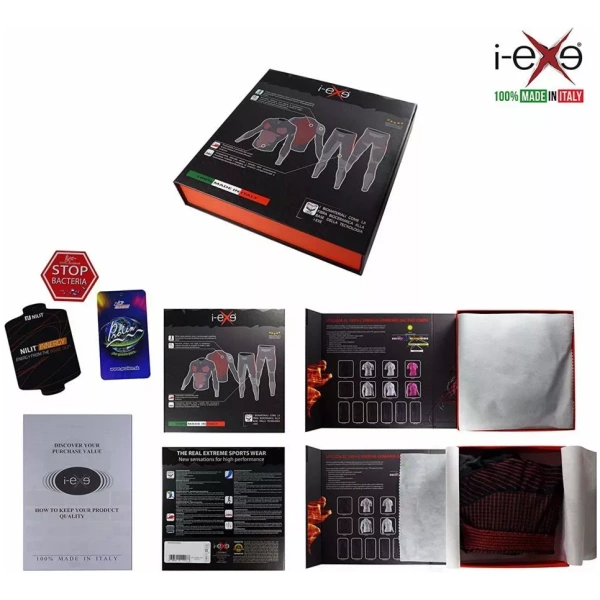 I-EXE Made in Italy – Multizone-Kompressions-Strumpfhose für Herren, Caprihose – Farbe: Schwarz mit Rot Kompressionsshorts und -hosen