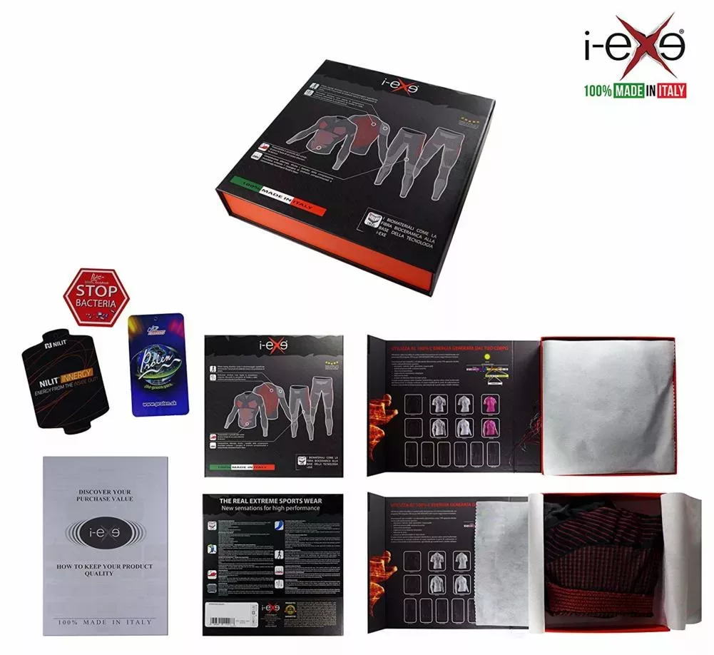 I-EXE Made in Italy – Multizone-Kompressionsstrumpfhose für Damen, Caprihose – Farbe: Schwarz mit Rot Kompressionsshorts und -hosen