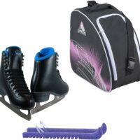 Jackson SoftSkate 380 ice skates in Black with Guardog 840 guards + Purple skate bag