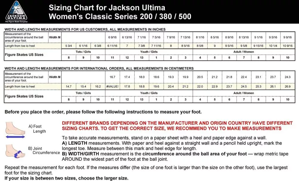 Jackson Ultima Classic 500 Patins à glace pour femmes et filles Mark II Blade Patins à glace Blade Mark II