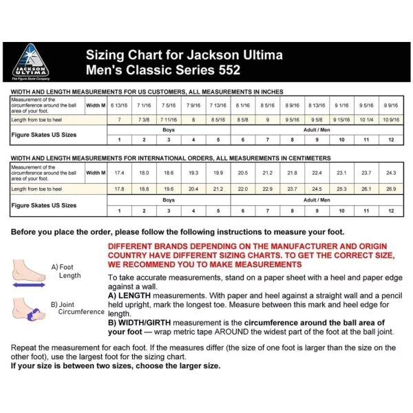 Jackson Ultima Classic 552 Patins à glace pour hommes et garçons Mark II Blade Patins à glace Blade Mark II