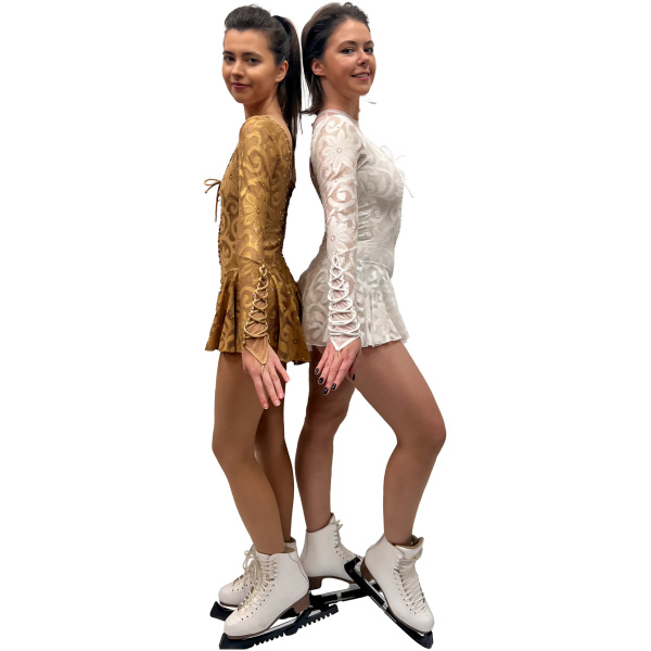 Eiskunstlaufkleid Stil A12 Gold italienischer Stoff, handgefertigt A12 Eiskunstlaufkleid