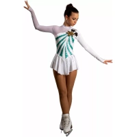 SGmoda Style de robe de patinage artistique : A18 / Robes blanches et vertes