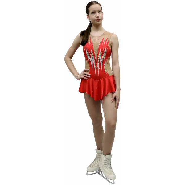 Figure Skating Dress Style A24 Red Italian Fabric, Handmade Figure Skating Dresses figure skating dress