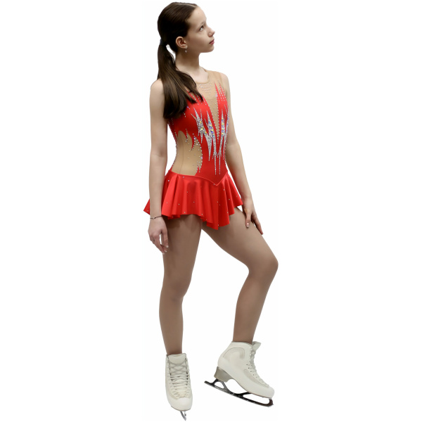 Vestido de patinaje artístico estilo A24 tela italiana roja, hecho a mano Vestidos de patinaje artístico vestido de patinaje artístico