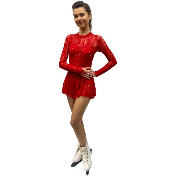 Figure Skating Dress Style A29 Red Italian Fabric, Handmade Figure Skating Dresses figure skating dress