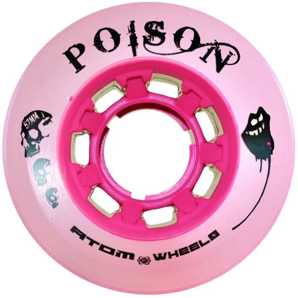 Atom Roller POISON Quad Derby Wheels 62X44 Hybrid – Pink – PACK OF 4 Derby Quad Wheels