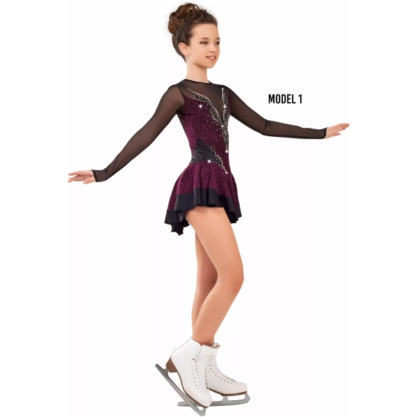 SGmoda Eiskunstlaufkleid-Stil: Stil: A14 / Schwarz Bordo Kleider