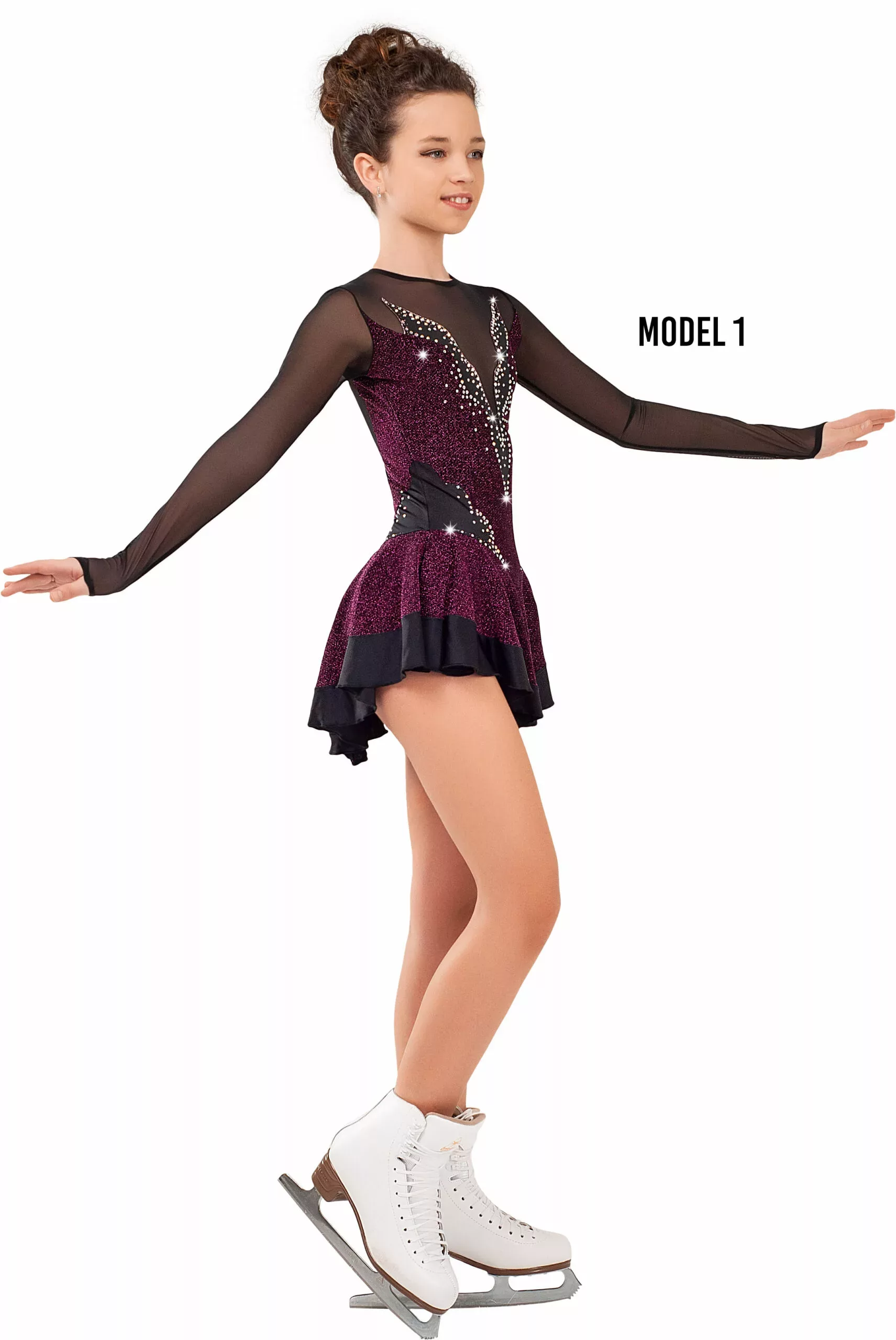 Robe de patinage artistique SGmoda Style : Style : A14 / Bordo noir Robes