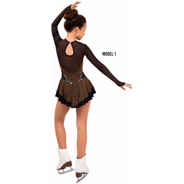 SGmoda Eiskunstlaufkleid-Stil: Stil: A14 / Schwarzgold Kleider