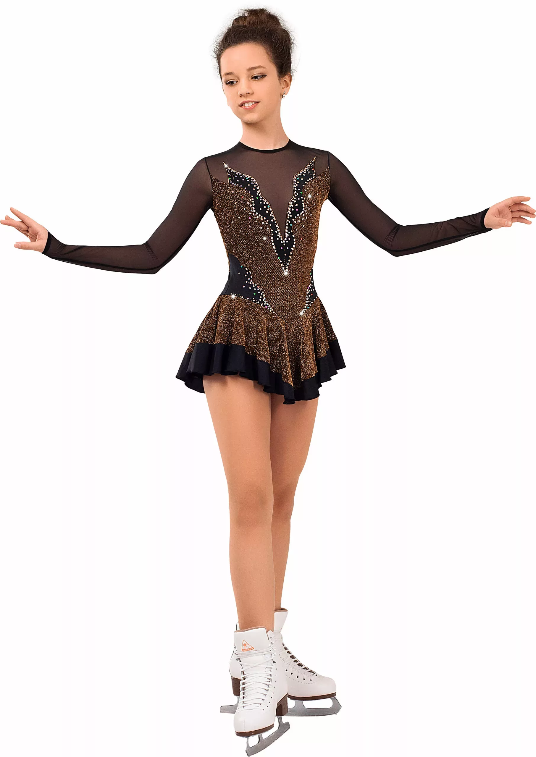 Robe de patinage artistique SGmoda Style : Style : A14 / Or noir Robes