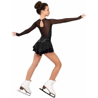 Figure Skating Dress Style A14 Black Silver Italian Fabric, Handmade