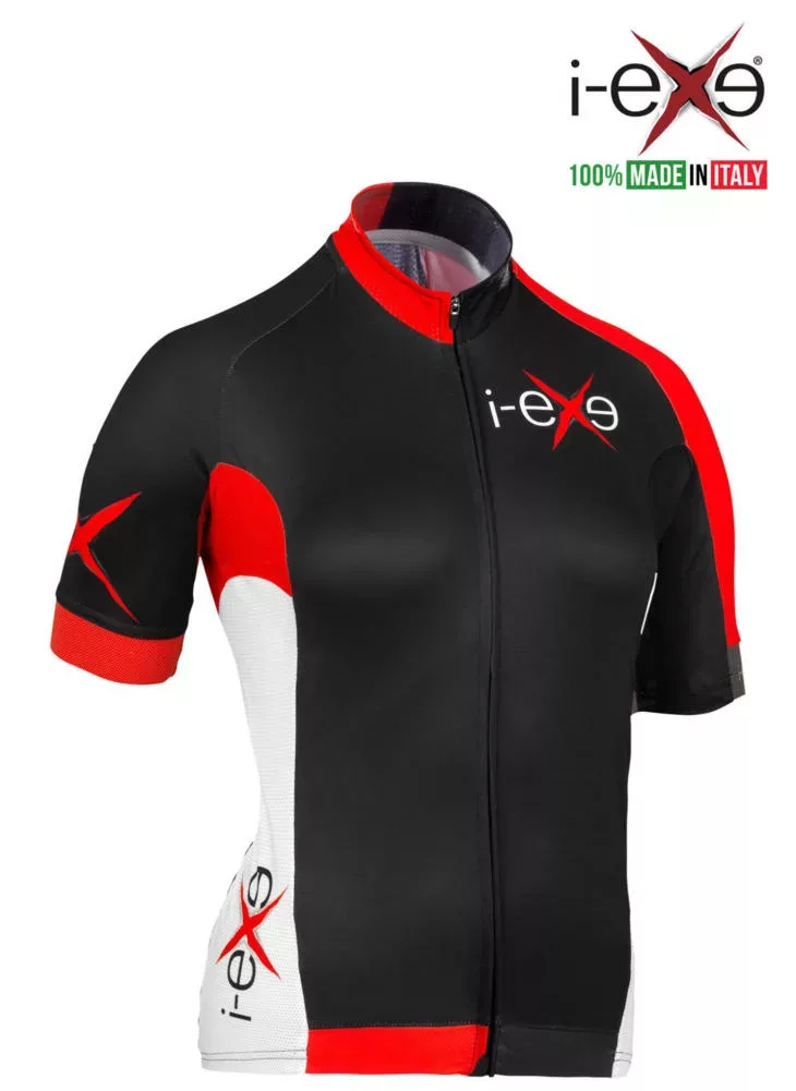 I-EXE Made in Italy – Multizone Kompressions-Radsport-Damenshirt – Farbe: Schwarz Fahrradbekleidung