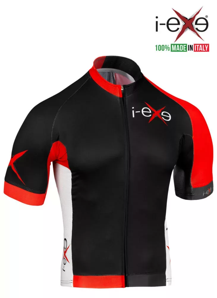 I-EXE Made in Italy – Multizone Kompressions-Radsport-Herrenshirt – Farbe: Schwarz Fahrradbekleidung