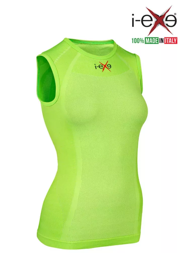 I-EXE Made in Italy – Débardeur sans manches à compression multizone pour femme – Couleur : vert Chemises et T-shirts de compression
