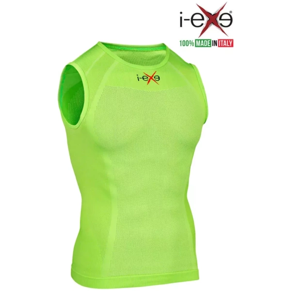I-EXE Made in Italy – Débardeur Chemise sans Manches à Compression Multizone pour Homme – Couleur : Vert Chemises et T-shirts de compression