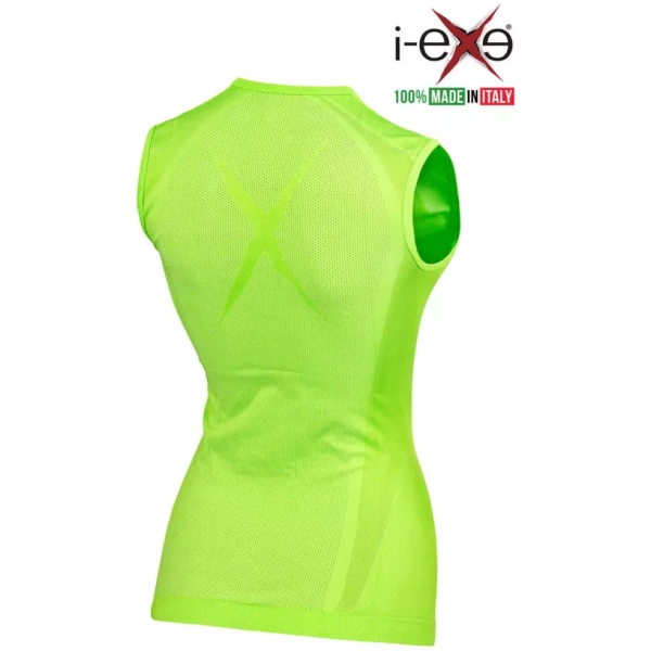 I-EXE Made in Italy – Débardeur sans manches à compression multizone pour femme – Couleur : vert Chemises et T-shirts de compression