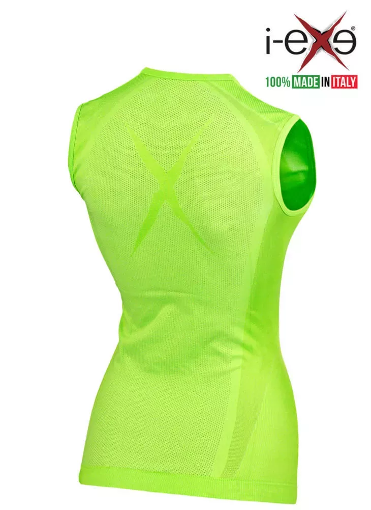 I-EXE Made in Italy – Camiseta sin mangas de compresión multizona para mujer – Color: Verde Camisas y camisetas de compresión