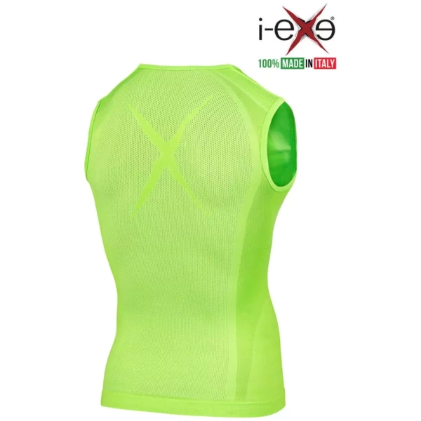 I-EXE Made in Italy – Débardeur Chemise sans Manches à Compression Multizone pour Homme – Couleur : Vert Chemises et T-shirts de compression