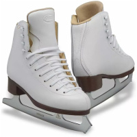 GAM Concept G0470/G0471 white figure skates for women and girls with Ultima Mirage blades, angled pair view