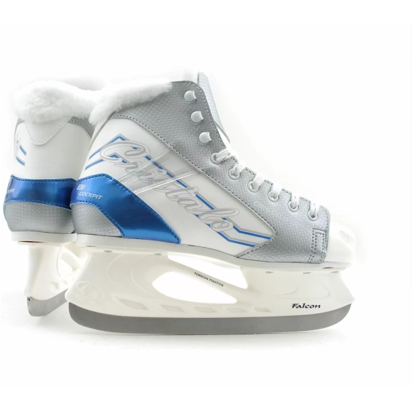 BOTAS – CRISTALO 171 – Patins à glace pour femmes | Fabriqué en Europe (République tchèque) | Couleur : blanc avec bleu. Hockey sur glace