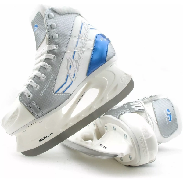 BOTAS – CRISTALO 171 – Patins à glace pour femmes | Fabriqué en Europe (République tchèque) | Couleur : blanc avec bleu. Hockey sur glace