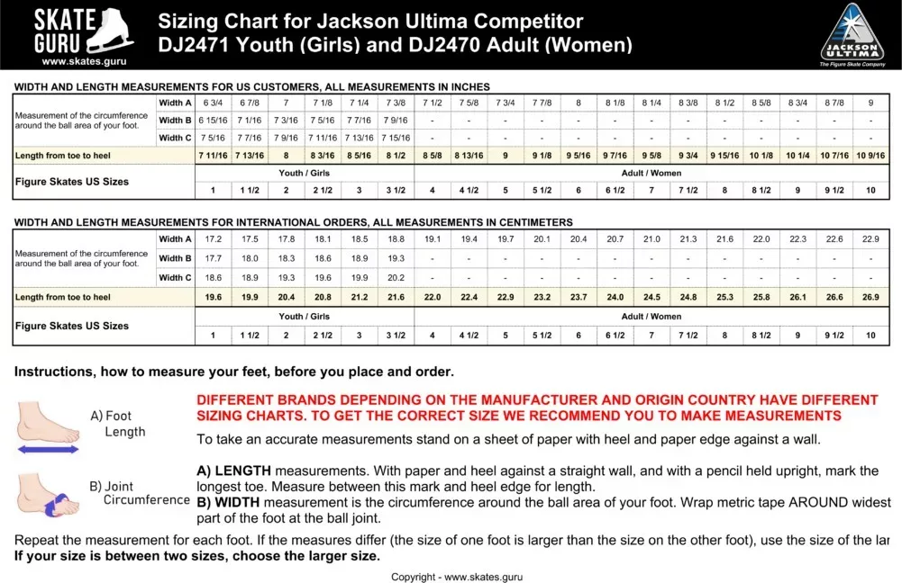 Jackson Ultima Competitor DJ2470 Patins artistiques pour femmes et filles Patins à glace Blade Aspire XP