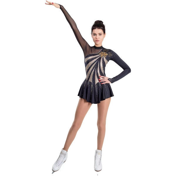 SGmoda Figure Skating Dress Style: Style: A18 / Black Gold Dresses