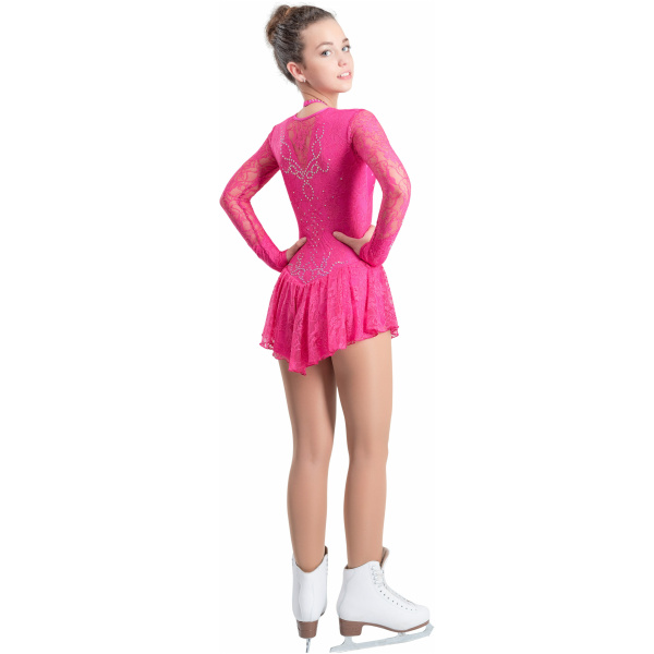Eiskunstlaufkleid Stil A16 Erdbeere Italienischer Stoff, handgefertigt A16 Eiskunstlaufkleid