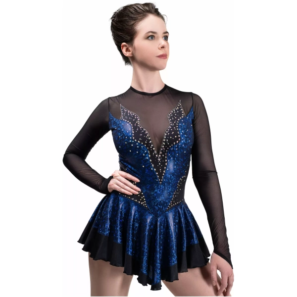 Robe de patinage artistique SGmoda Style : Style : A14 / Bleu/Hologramme Robes