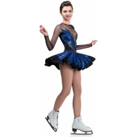 Figure Skating Dress Style A14 Blue/Hologram Italian Fabric, Handmade A14 figure skating dress