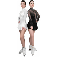 Vestido de patinaje artístico estilo A19 tela italiana negra, vestidos de patinaje artístico hechos a mano vestido de patinaje artístico