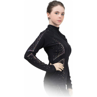 Chaqueta de patinaje artístico estilo J11 tela italiana negra, chaquetas de patinaje artístico hechas a mano vestido de patinaje artístico