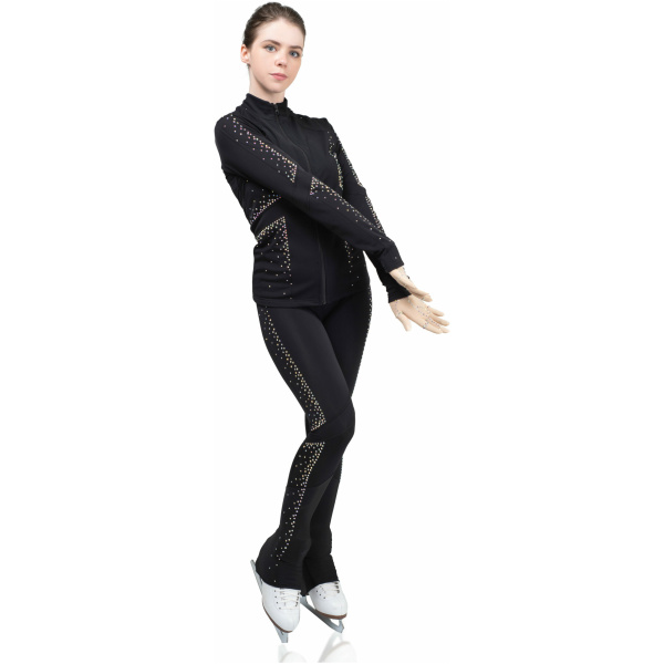 Traje de patinaje artístico estilo P11J11 tela italiana negra, hecho a mano Ropa de patinaje artístico pantalones de patinaje artístico