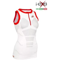 I-EXE Made in Italy – Débardeur sans manches à compression multizone pour femme – Couleur : blanc avec chemises et t-shirts de compression rouges