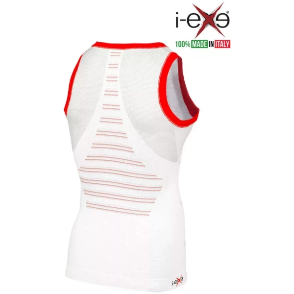I-EXE Made in Italy – Multizone Compression Sleeveless Men’s Shirt Tank-Top – Color: White with Red Compression Shirts and T-Shirts