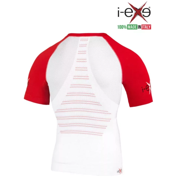 I-EXE Made in Italy – Multizone-Kompressions-Herrenshirt – Farbe: Weiß mit Rot Kompressionshemden und T-Shirts