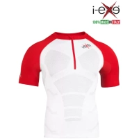 I-EXE Made in Italy – Camiseta de compresión multizona para hombre – Color: blanco con rojo Camisas y camisetas de compresión