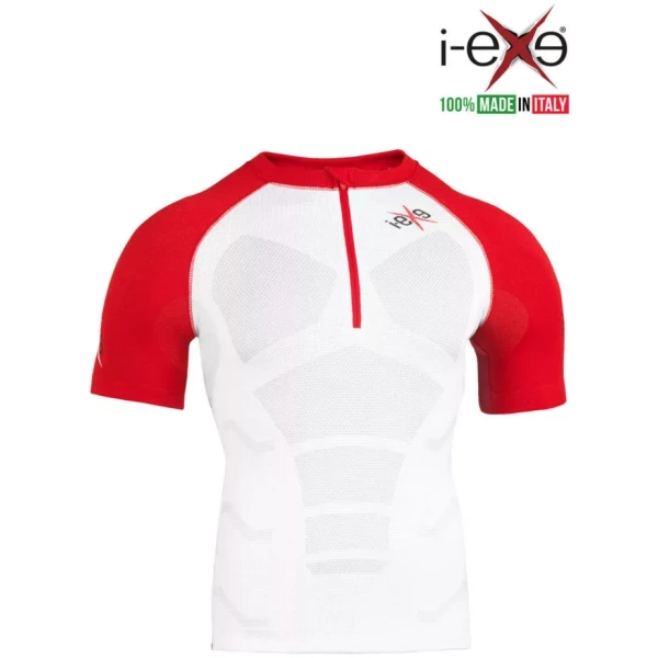I-EXE Made in Italy – Camiseta de compresión multizona para hombre – Color: blanco con rojo Camisas y camisetas de compresión