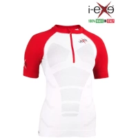 I-EXE Made in Italy – Multizone-Kompressionsshirt für Damen – Farbe: Weiß mit roten Kompressionsshirts und T-Shirts