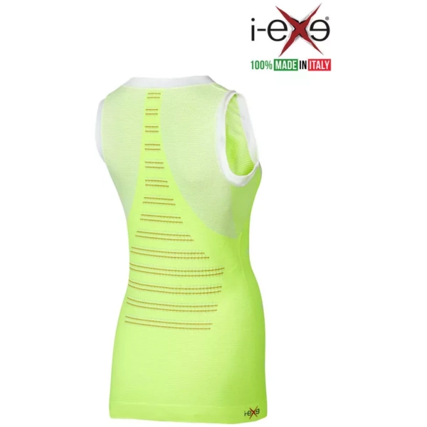 I-EXE Made in Italy – Débardeur sans manches à compression multizone pour femme – Couleur : jaune avec blanc Chemises et T-shirts de compression