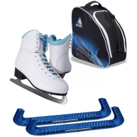 Patins à glace Jackson Ultima SoftSkate pour femmes / Bundle avec sac Jackson, protections de patins Guardog / Bleu Liasses