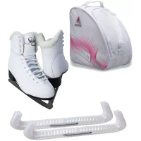 Jackson Ultima SoftSkate Womens' Ice Skates / Bundle with Jackson Bag, Guardog Skate Guards / White